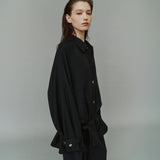 SIOT4203 Oversized Fluid Belted Jacket_Black