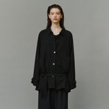 SIOT4203 Oversized Fluid Belted Jacket_Black