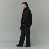 SIOT4203 Oversized Fluid Belted Jacket_Black