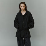 SIOT4203 Oversized Fluid Belted Jacket_Black