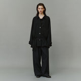 SIOT4203 Oversized Fluid Belted Jacket_Black