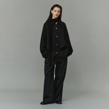SIOT4203 Oversized Fluid Belted Jacket_Black