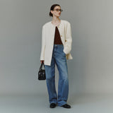SIOT4204 Oversized Atelier Tweed Jacket_Ivory
