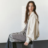 SIOT4212 Washed Bomber Jacket_Dust cream