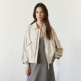 SIOT4212 Washed Bomber Jacket_Dust cream