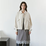 SIOT4212 Washed Bomber Jacket_Dust cream