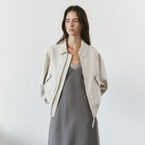SIOT4212 Washed Bomber Jacket_Dust cream
