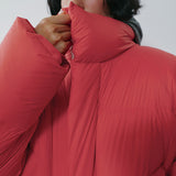 SIOT4214 Duck Down Retro Cropped Puffer_Orange coral