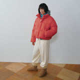 SIOT4214 Duck Down Retro Cropped Puffer_Orange coral