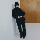 SIOT4228 Wool Belted Half Coat_Melange black