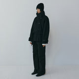 SIOT4228 Wool Belted Half Coat_Melange black
