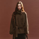 SIOT4228 Wool Belted Half Coat_Brown
