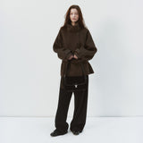 SIOT4228 Wool Belted Half Coat_Brown