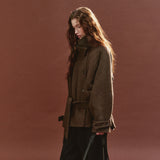 SIOT4228 Wool Belted Half Coat_Brown