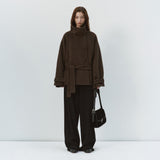 SIOT4228 Wool Belted Half Coat_Brown