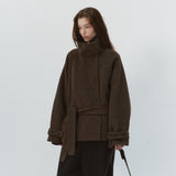 SIOT4228 Wool Belted Half Coat_Brown