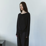 SITP5307 Cowl-Neck Long-Sleeve T-Shirt_Black