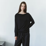 SITP5307 Cowl-Neck Long-Sleeve T-Shirt_Black
