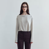 SITP5307 Cowl-Neck Long-Sleeve T-Shirt_Olive gray