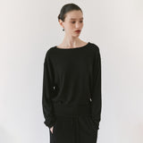 SITP5312 Boat-Neck Drop-Shoulder T-Shirt_Black