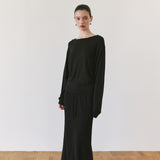 SITP5312 Boat-Neck Drop-Shoulder T-Shirt_Black