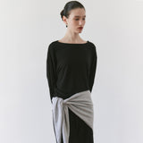 SITP5312 Boat-Neck Drop-Shoulder T-Shirt_Black