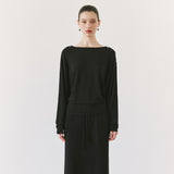 SITP5312 Boat-Neck Drop-Shoulder T-Shirt_Black