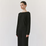 SITP5312 Boat-Neck Drop-Shoulder T-Shirt_Black