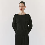 SITP5312 Boat-Neck Drop-Shoulder T-Shirt_Black