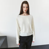 SITP5312 Boat-Neck Drop-Shoulder T-Shirt_Cream