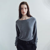 SITP5312 Boat-Neck Drop-Shoulder T-Shirt_Melange gray