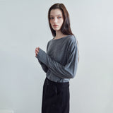 SITP5312 Boat-Neck Drop-Shoulder T-Shirt_Melange gray