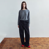 SITP5312 Boat-Neck Drop-Shoulder T-Shirt_Melange gray