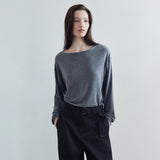 SITP5312 Boat-Neck Drop-Shoulder T-Shirt_Melange gray