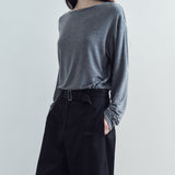 SITP5312 Boat-Neck Drop-Shoulder T-Shirt_Melange gray