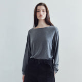 SITP5312 Boat-Neck Drop-Shoulder T-Shirt_Melange gray