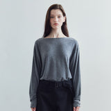 SITP5312 Boat-Neck Drop-Shoulder T-Shirt_Melange gray