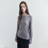 SITP5315 Soft Basic Striped T-Shirt_Gray