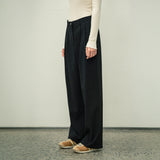 SIPT7052 muse two tuck wide slacks_Black