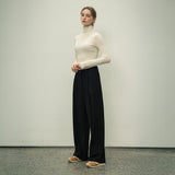 SIPT7052 muse two tuck wide slacks_Black