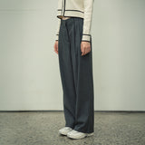 SIPT7052 muse two tuck wide slacks_Charcoal
