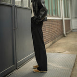 SIPT7052 muse two tuck wide slacks_Black