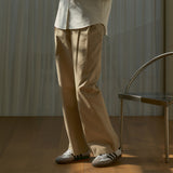 SIPT7068 Two tuck wide chino pants_Beige