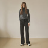 SIPT7090 Feminine Low-Rise Bootcut Slacks_Black