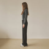 SIPT7090 Feminine Low-Rise Bootcut Slacks_Black