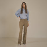 SIPT7090 Feminine Low-Rise Bootcut Slacks_Sand Beige