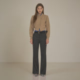 SIPT7090 Feminine Low-Rise Bootcut Slacks_Charcoal