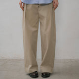 SIPT7151 Curved Single Pleat Chino Pants_Beige