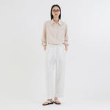 SIPT7157 Semi Curved Crop Slacks_White