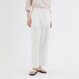 SIPT7157 Semi Curved Crop Slacks_White